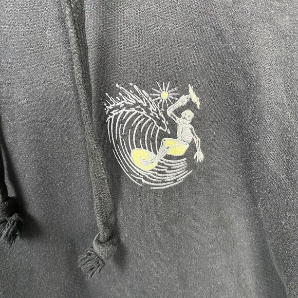 Call your Mother Men Sweatshirt Size Large Black Hoodie Skeleton Surfing Skater - Picture 4 of 7